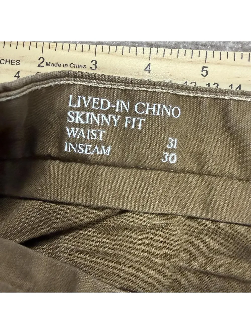 Banana Republic Men's Lived-In Chino Skinny Fit Pants - 31x30 Khaki Brown